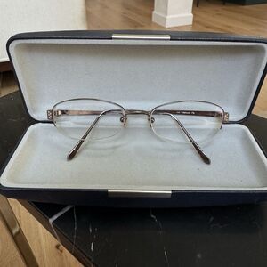 Charmant Titanium Rose Gold Jeweled Half-Rimless Eyeglasses Women